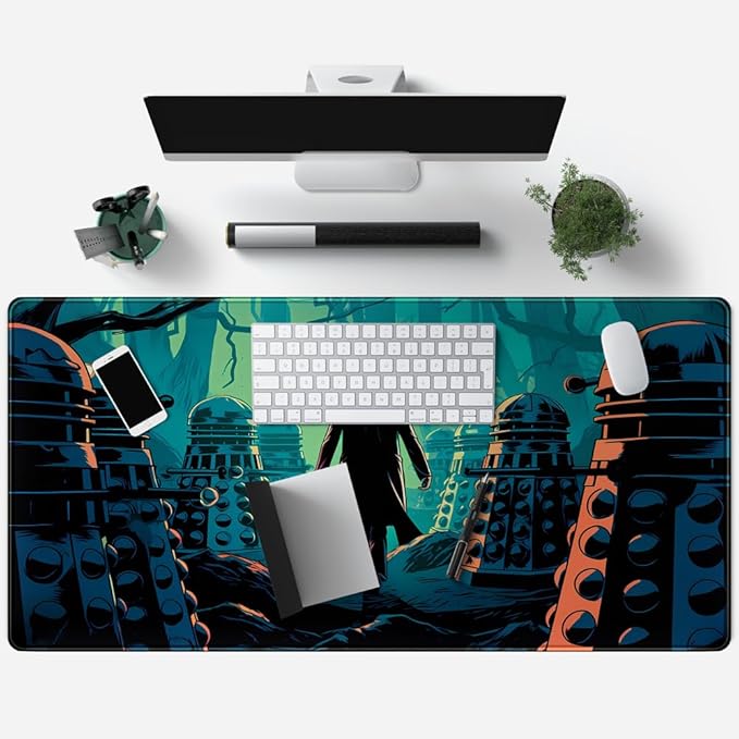 Adventure Anime Desk Pad Mat Game Playmat Black Mousepad Gaming Green Desk Mat, Desk Pad for Keyboard and Mouse Keyboard Dad Stitched Edges Non-Slip Rubber Deskpad, 31.5" X 15.8"