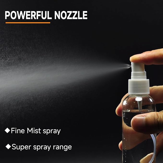 ZEJIA Small Refillable Mini Spray Bottle for Face, Liquids, Perfume - 2OZ Plastic Travel Spray Bottle with Labels (6 Pack)