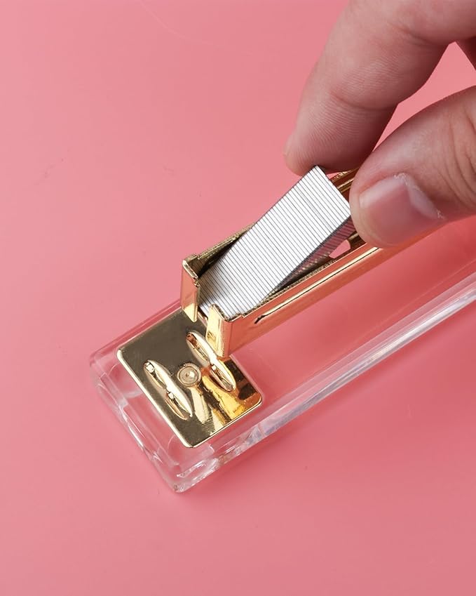 Honagu Clear Acrylic Stapler - Elegant Modern Desk Accessory for Home, Office, or School (Golden)