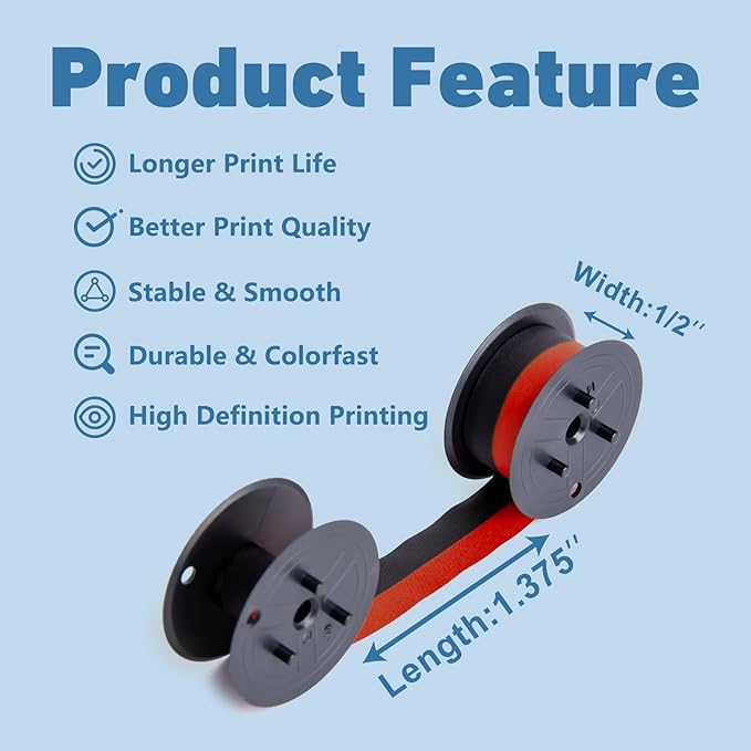 24-Pack Compatible with GR24 GR 24 Universal Twin Spool Calculator Ribbon Porelon 11216 GR24br Replacement for Sharp El 1197 P III fr-2650tm Dataproducts R3027 Printer, Black/Red