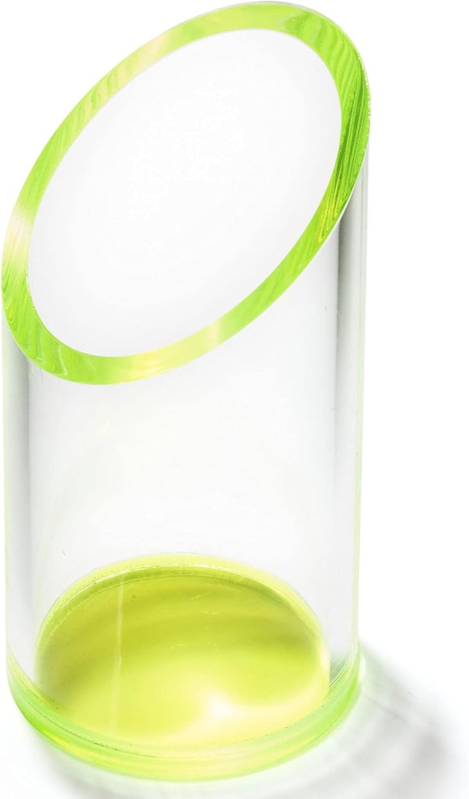 OfficeGoods Acrylic Pen & Pencil Holder - Modern Cylinder Design - Beautiful Desk Organizer for Home or Office - Contrasting Base & Rim - 5.25” H x 2.5” W - Neon Green