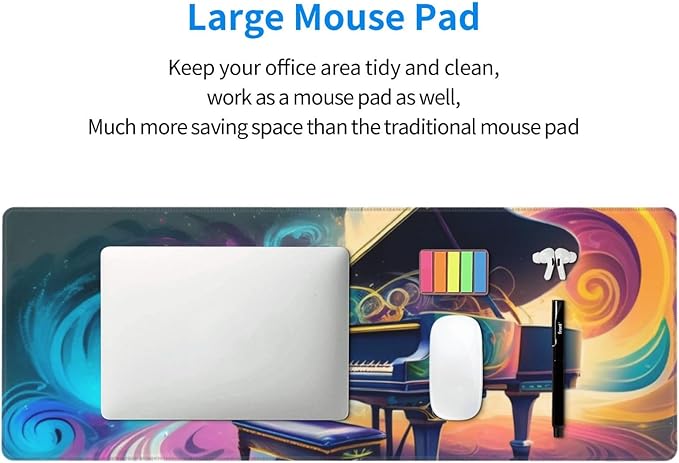 Gaming Mouse Pad, Large Non-Slip Rubber Base Mousepad, Keyboard Mouse Mat, Desk Pad with Stitched Edges, 31.5x11.8inch, Paino