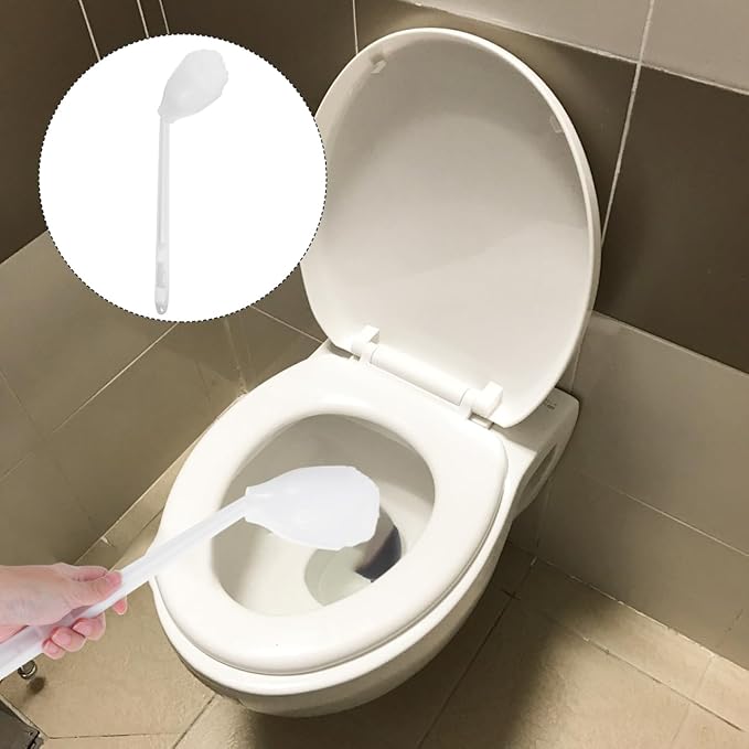 STOBAZA Long Handled Toilet Brush with Soft Silicone Bristles for Deep Cleaning Under Rim and Toilet Bowl Bathroom Accessory 15.35 Inch