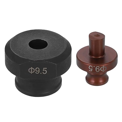 HARFINGTON Hydraulic Hole Punch Die 9.5mm Round Hole 40Cr Steel Electric Punching Kit for MHP-20 JP-20 Electric Punching Machine, Burgundy & Black