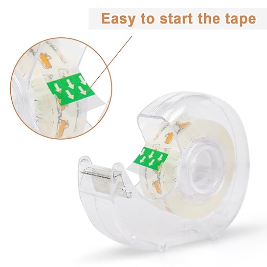 BOMEI PACK Office Transparent Tape with Dispenser, 16PACK Clear Refill Rolls Gift Wrap Tape Dispenser, 3/4in x 1000in