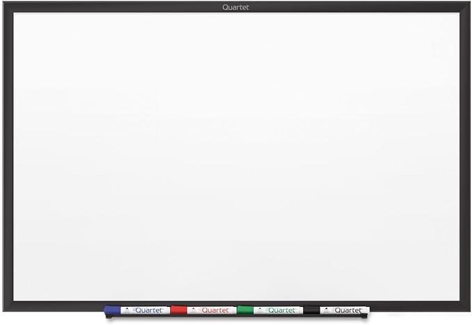 Quartet Magnetic Dry Erase White Board, 48"W x 36"H Whiteboard, Nano-Clean Surface Resists Ink Stains, Black Aluminum Frame (SM534B)