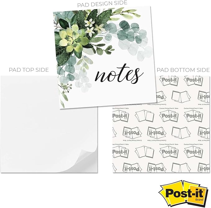 Lush Greenery Sticky Note Cube / 600 Sheets / 2.75" Memo Block Printed On 4 Sides/Trendy Botanical Design/Made in The USA