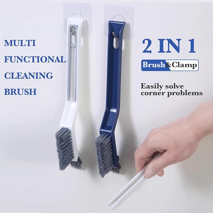 2 Pack Hard Bristle Crevice Cleaning Brush, Multifunctional Gap Cleaning Brush Supplies for Kitchen, Bathroom, Corner, Grout, Sink, Cup, Teapot, Bottle, Blender