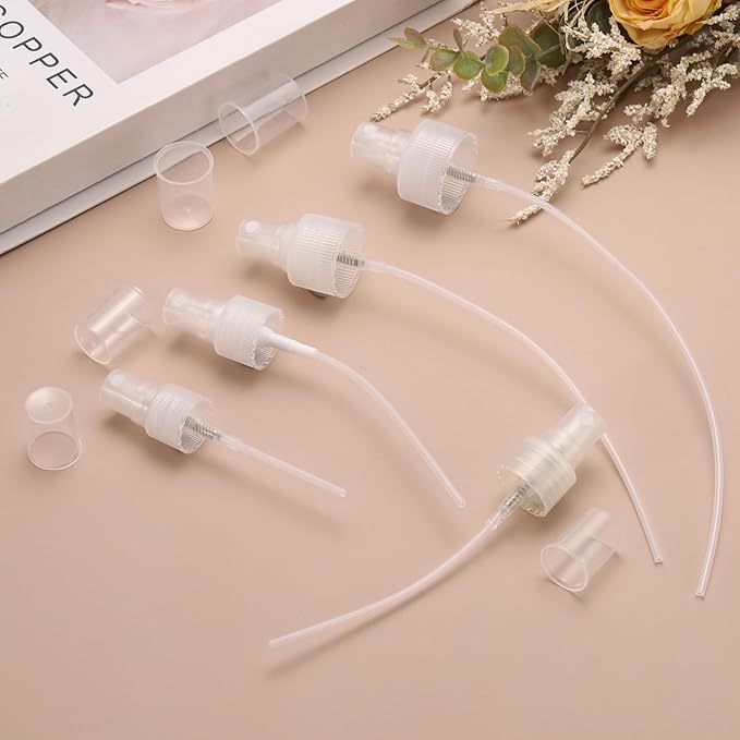 uxcell 12 Pcs Clear Spray Top, 20/410 Fine Mist Sprayer Reusable Replacement Spray Bottle Pump Plastic Top for Cosmetic Perfume and Body Sprays Bottle