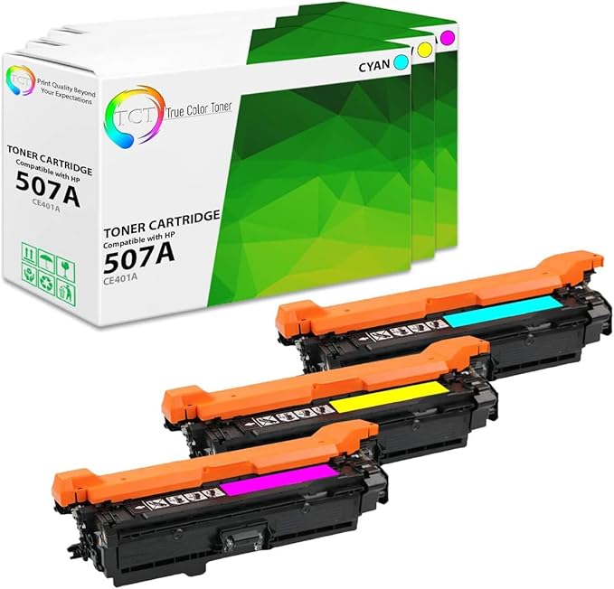 TCT 507A Color Toner Cartridge 3 Pack - Compatible Replacement for HP 507A CE401A CE402A CE403A Works with HP Laserjet Enterprise M551 M575, Pro M570 M570DW Printers (Cyan Magenta Yellow)