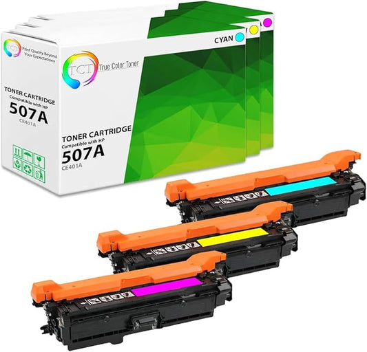 TCT 507A Color Toner Cartridge 3 Pack - Compatible Replacement for HP 507A CE401A CE402A CE403A Works with HP Laserjet Enterprise M551 M575, Pro M570 M570DW Printers (Cyan Magenta Yellow)