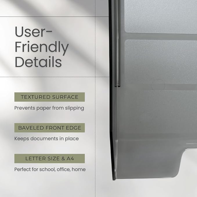 Acrimet Stackable Letter Tray, 3 Tier Front Load Desktop File Organizer, A4 Letter Size, Plastic, Smoke