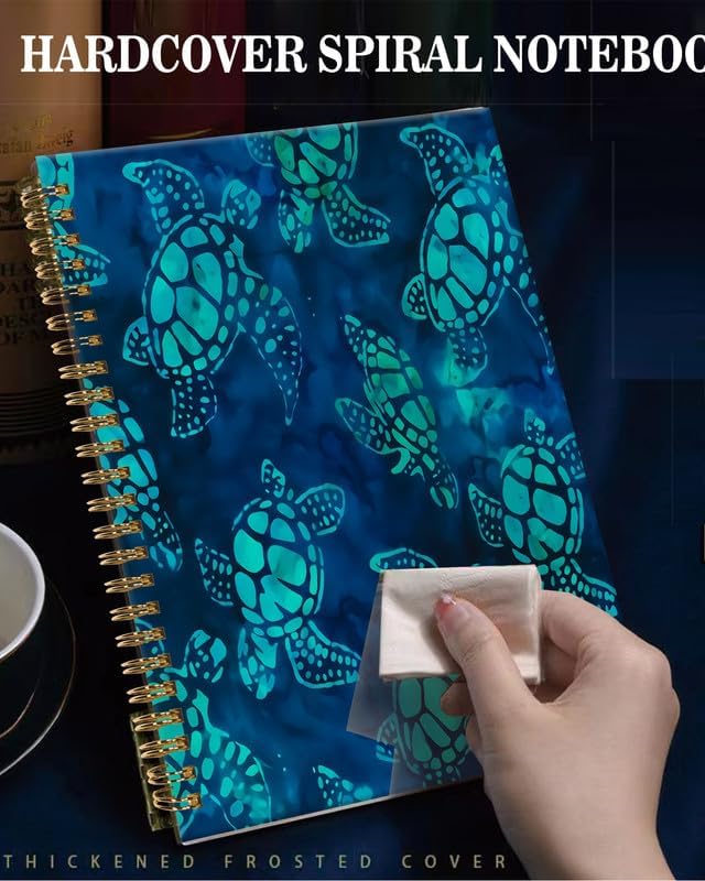 Spiral Journal Notebook,A5 Hardcover Lined Journals for Women Girl 6 x 8.3 in,120 Pages Thick Paper,Cute College Ruled Writing Notebook for Gifts Office Work School(Watercolor Blue Turtle)