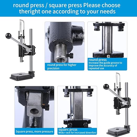 Leather Hole Puncher Hand Punching Machine Manual Press Puncher Punch Tools for DIY Leather Craft Punching Holes with Drill Chuck (B - Square Head)