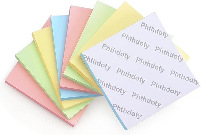 Phthdoty 8 Pads Pop Up Sticky Notes 3x3 Refills Pastel Colors Self-Stick Notes Pads Super Adhesive Sticky Notes Great Value Pack