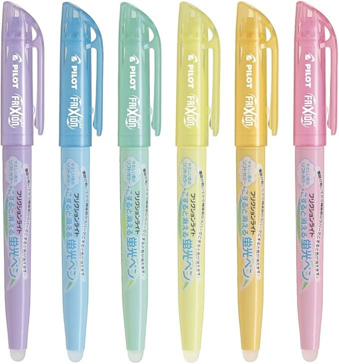 Pilot Frixion Light Soft Color Erasable Highlighter Pen, 6 Color Set (SFL-60SL-6CS)