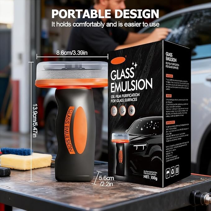 2026 Handheld Glass Oil-Film Remover, New Upgrade Emulsion Cleaner Glass Cleaning Board, Automotive Oil Film Cleaning Brush for Car Windows (3, One Size)
