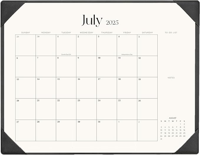 Large Desk Calendar 2025-2026 with Desk Mat, Desktop Calendar 18 Monthly Runs From July 2025 to December 2026, Desk Pad Calendar 22 x 17 Inch Perfect for Planning, Organizing, and Scheduling Your Life (Black)