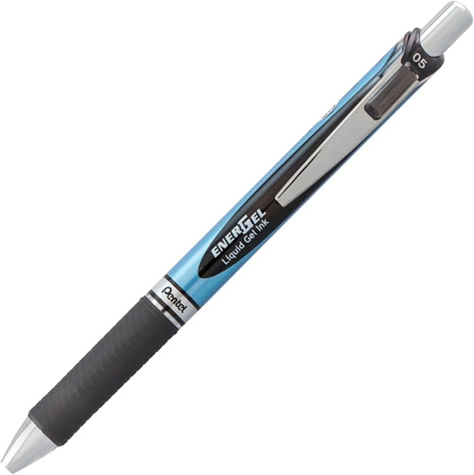 Pentel EnerGel RTX Retractable Liquid Gel Pen, (0.5mm) Needle Tip, Fine Line, Black Ink, 12 Pack Window Box
