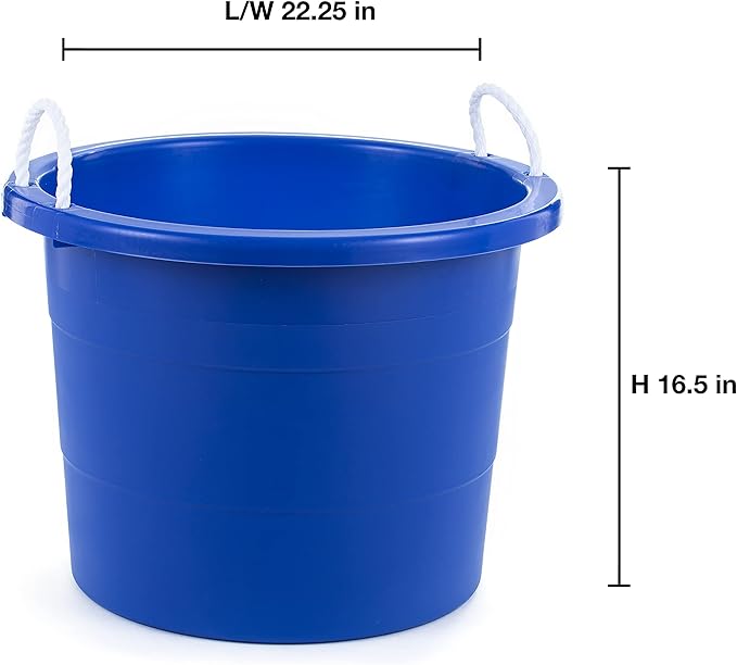 United Solutions 19 Gallon Rope Handle Tub, 2-Pack, Heavy-Duty Organization and Easy-Access Storage Tub, Multi-Purpose, Made with Rugged Plastic, Black