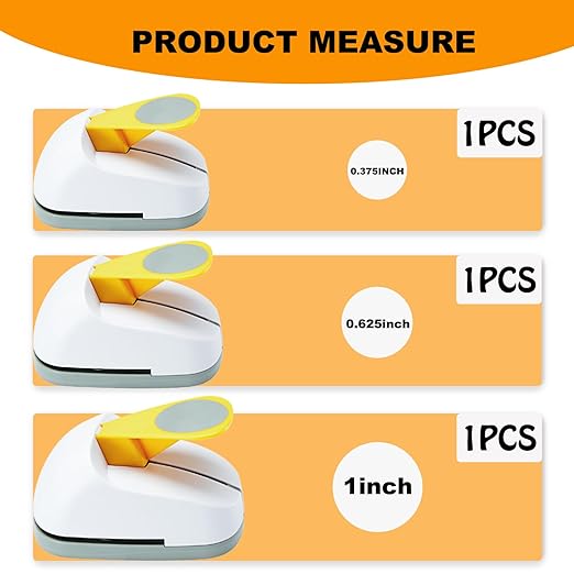 Craft Lever Punch 3/8+5/8+1 inch Circle Punch DIY Handmade Paper Punch 3/8+5/8+1 inch Single Hole Punch 3pcs