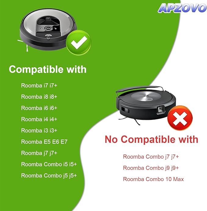 APZOVO 19 Pack Replacement Parts for iRobot Roomba i7 i7+ i3 i3+ i4 i4+ i5 i5+ i6 i6+ i8 i8+ E5 E6 E7 j6 j6+ j7 j7+ Combo i5 i5+ j5 j5+, 4 Roller Brush 8 Filter 8 Side Brush 1 Front Caster Wheel