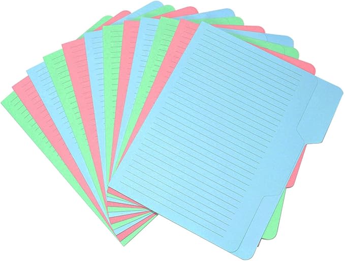 Find It File Folders - Pack of 12 Tabbed, Letter Size, Double-Sided, Ruled Filing Folders for Office, School, Note-Taking and Organization, Back to School Supplies for Students - Assorted Colors