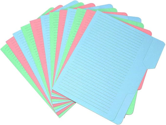 Find It File Folders - Pack of 12 Tabbed, Letter Size, Double-Sided, Ruled Filing Folders for Office, School, Note-Taking and Organization, Back to School Supplies for Students - Assorted Colors