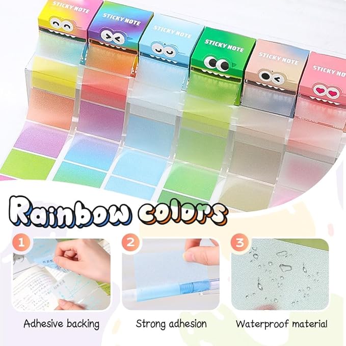 Cute Monster Pattern Sticky Note, 2025 New 105 Sheets/Roll Fun Pastel Pull-Out Memo Pads, Easy Post Memo Pads, Funny Back to School Gift for Teachers & Students