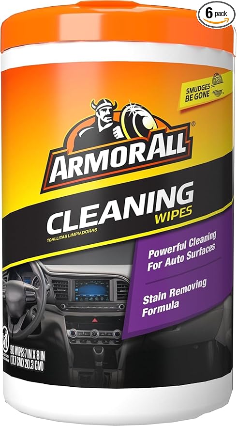 Armor All Car Cleaning Wipes, Gifts for Dad, Wipes for Car Interior and Car Exterior, 90 Wipes Each (Pack of 6)