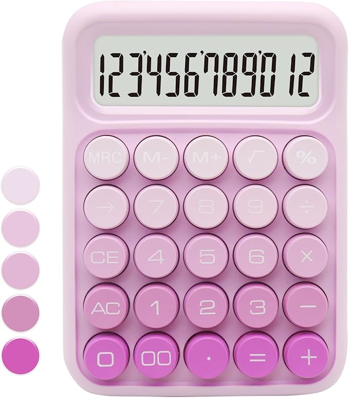 Gradient Pink Calculator, UPIHO Standard Calculator,12 Digit Display and Big Buttons,Pink Office Supplies and Desk Accessories,Cute Office and School Accessory
