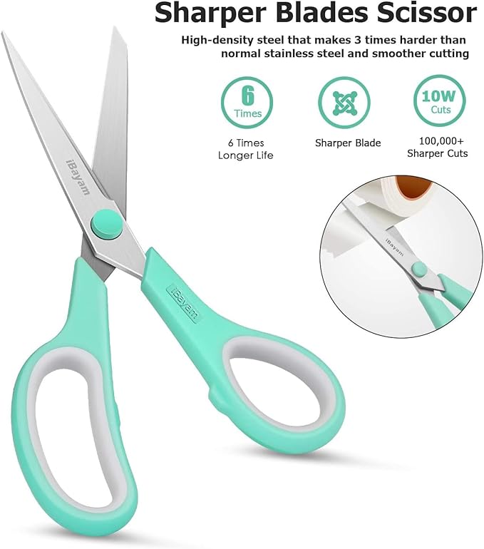 8 '' Multipurpose Heavy Duty Scissors Bulk 36-Pack, 2.5mm Thickness Ultra Sharp Blade Shears with Comfort-Grip Handles for Household School Office Supplies, Right/Left Hand Tools