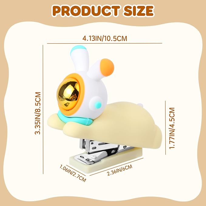 Honagu Cute Stapler, Cartoon Stereoscopic Silicone Stapler, Labor-Saving Office Supplies, Desktop Stationery Gift for Students Kids (Long Ear Milky White)