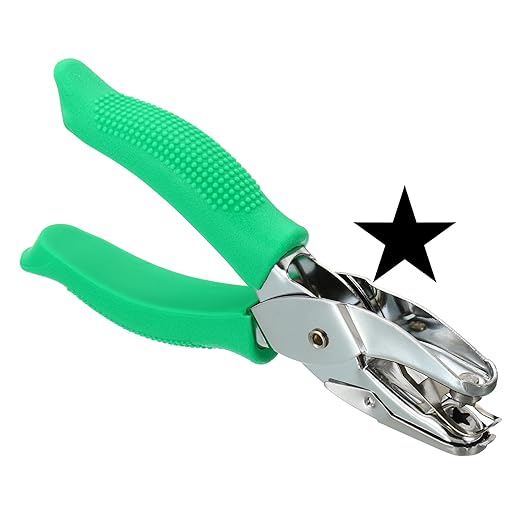 PATIKIL 1/4" Star Single Hole Punch, Handheld Hole Puncher with Grip Metal Paper Puncher for DIY Craft Scrapbook Ticket Card, Green