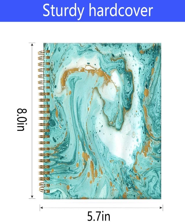 Spiral Journal Notebook,A5 Hardcover Lined Journals for Women Girl 6 x 8.3 in,120 Pages Thick Paper,Cute College Ruled Writing Notebook for Gifts Office Work School(Trendy Green Marble)