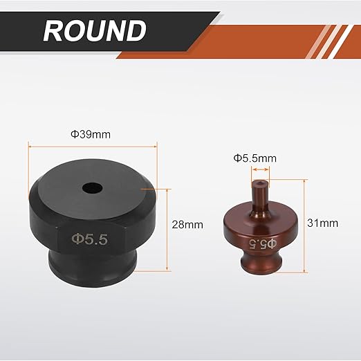 HARFINGTON Hydraulic Hole Punch Die 5.5mm Round Hole 40Cr Steel Electric Punching Kit for MHP-20 JP-20 Electric Punching Machine, Burgundy & Black