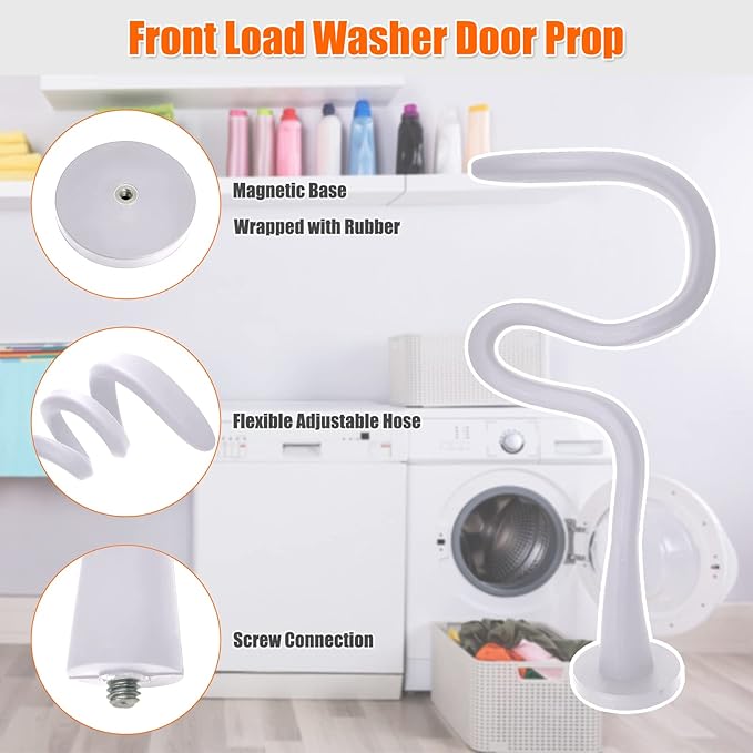 Washer Door Prop and Stopper for Front Load Washing Machine, Removable Washer Door Holder - Flexible Washer Door Stopper Keep Washer Door Open to Prevent Odors - White