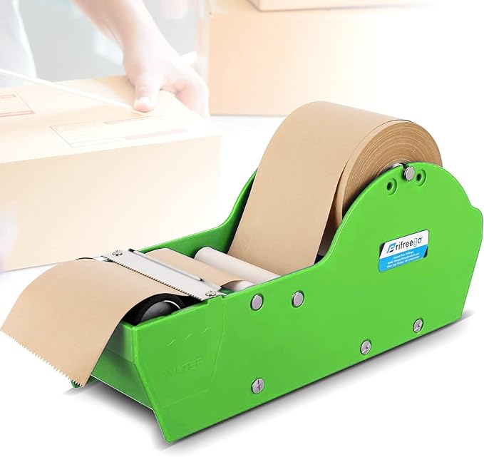 Water-Activated Tape Dispenser, Manual Kraft Gum Tape Dispenser, Width Adjustable 1.18-3.15", Light Weight & Portable Packing Tape Dispenser Set, Green