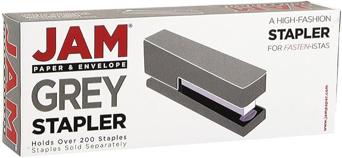 JAM PAPER Modern Desk Stapler - Gray - Sold Individually