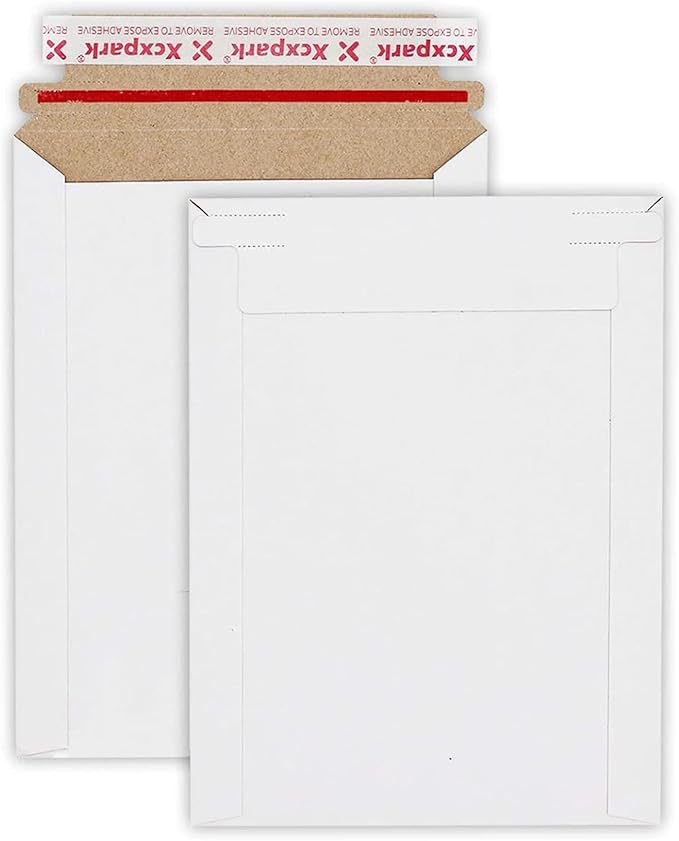 25 Pack Rigid Mailers 6.25 x 8.25 inches, Self Seal Photo Document Mailers Premium Cardboard Keep Flat Envelopes for Photos, Pictures, Papers, Files, CD
