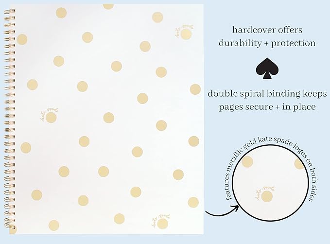 Kate Spade New York Large College Ruled Notebook, 11" x 9.5" Spiral Notebook with 160 Pages