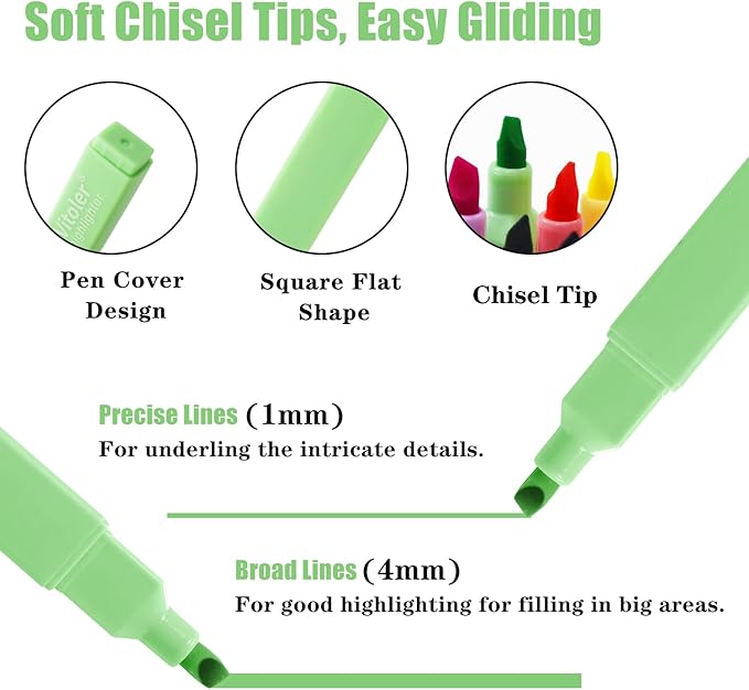 Bible Highlighters, 10 Pack, Assorted Colors, Fast Dry, Pastel Highlighters No Bleed, Set, Bible Journaling Highlighter, Marker, Colored School Supplies