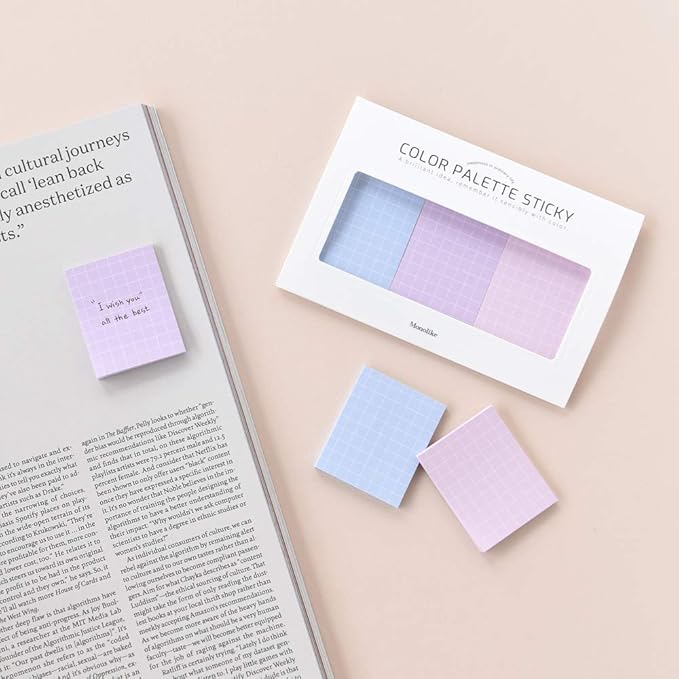 Monolike Color Palette Sticky Grid 300 B Set 4p - Self-Adhesive Memo Pad 30 Sheets