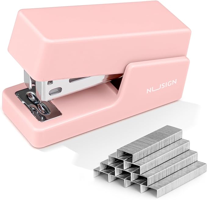 Mini Stapler with 830 Staples, Small Cute Desk Staplers, 25 Sheet Capacity, Pink