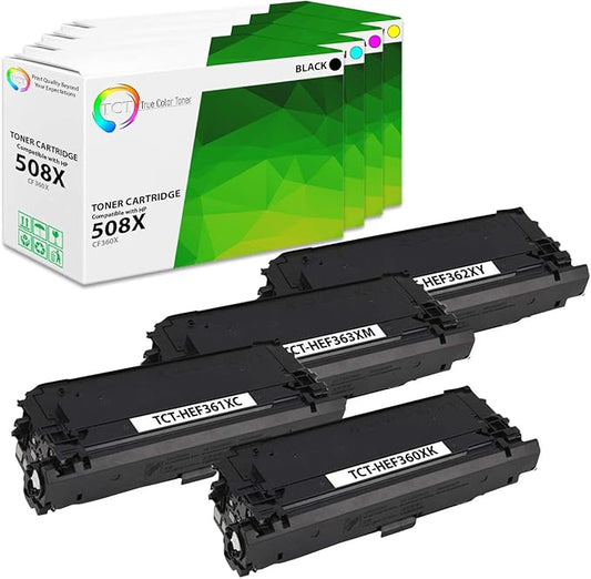 TCT 508X Toner Cartridge 4 Pack - Compatible Replacement for HP 508X High Yield Works with HP Laserjet M552 M553dh Printers (B, C, M, Y)