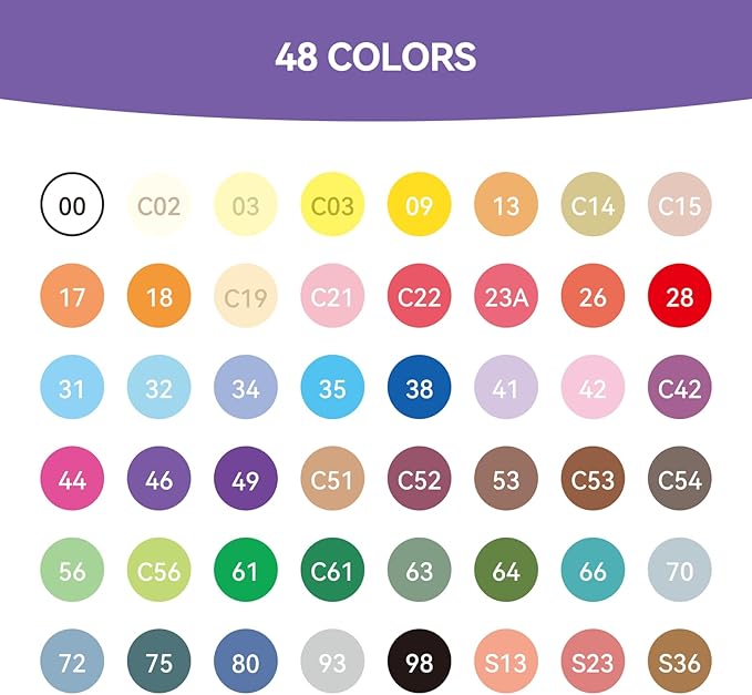 Arrtx Acrylic Markers Basic Series 48 Colors,Brush Tip Acrylic Paint Pens for Rock Painting,Glass,Stone,Wood,Ceramic,Fabric,DIY Crafts & Art Supplies