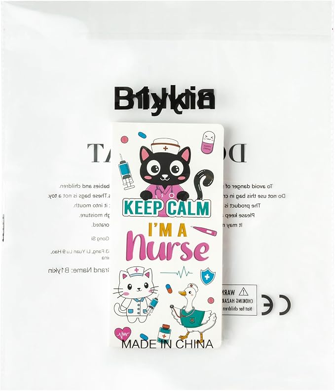 B1ykin Sticky Notes Set, Cartoon Theme Cute Self-Stick Notes Pad Teacher Appreciation Gifts， Self-Adhesive Writing Memo Pages Sticky to Do Notepad for Kids Employee School Office (Funny Nurse)