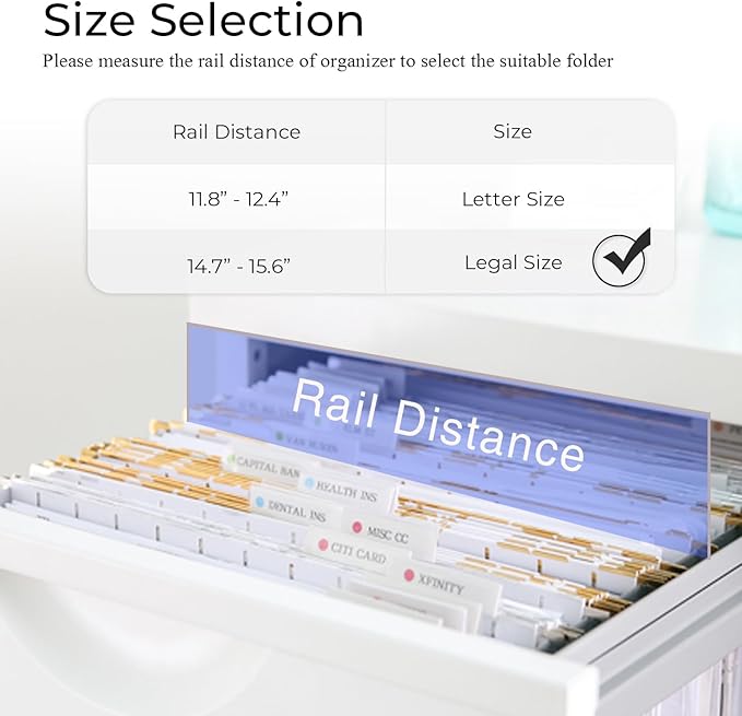 Y YOMA Legal Size - 25 Pack Colored Hanging File Folders Decorative Hanging Folder Cute Pretty File Folder for Filing Cabinet Office Home with 1/5-Cut Adjustable Tabs, Morandi Green