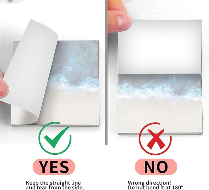 2 Pack Sticky Notes 3x3 Inches, Bright Cute Strong Sticking Power, Easy to Post for Home, Office, 80sheets/Pads, Sea Wave