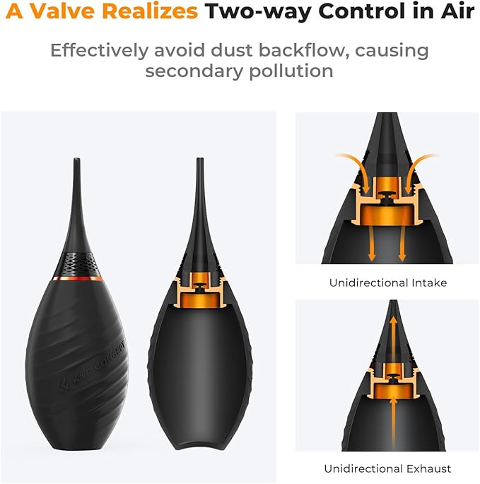 K&F CONCEPT Air Blower, with Long Nozzle/Short Nozzle Switch Design, Single Air Intake Camera Lens Blower, for Digital SLR Lens Sensor LCD Screens Musical Instruments Keyboards Telescope Filters